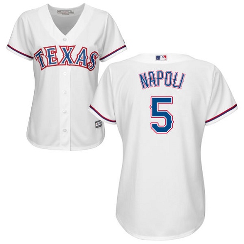Rangers #5 Mike Napoli White Home Women's Stitched MLB Jersey